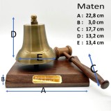 Een luxe welklinkende koperen bel-hamer inclusief voorzittershamer